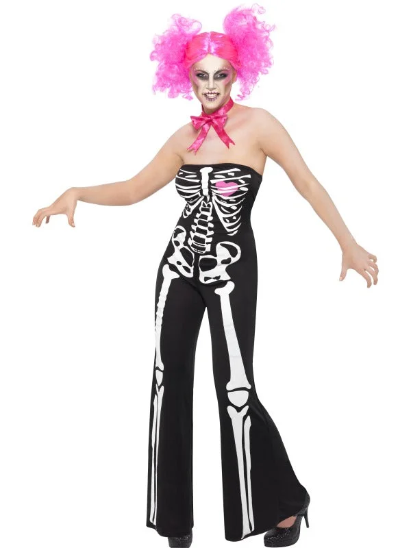 Ladies Sassy Skeleton Fancy Dress Day of the Dead Costume Tunic Top Casual