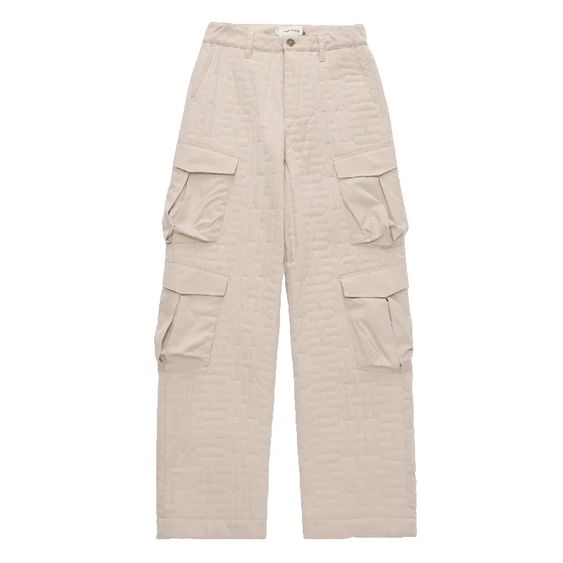 Womens Honor The Gift Quilted Cargo Pants 'Cream' High-Waist Yoga Pants