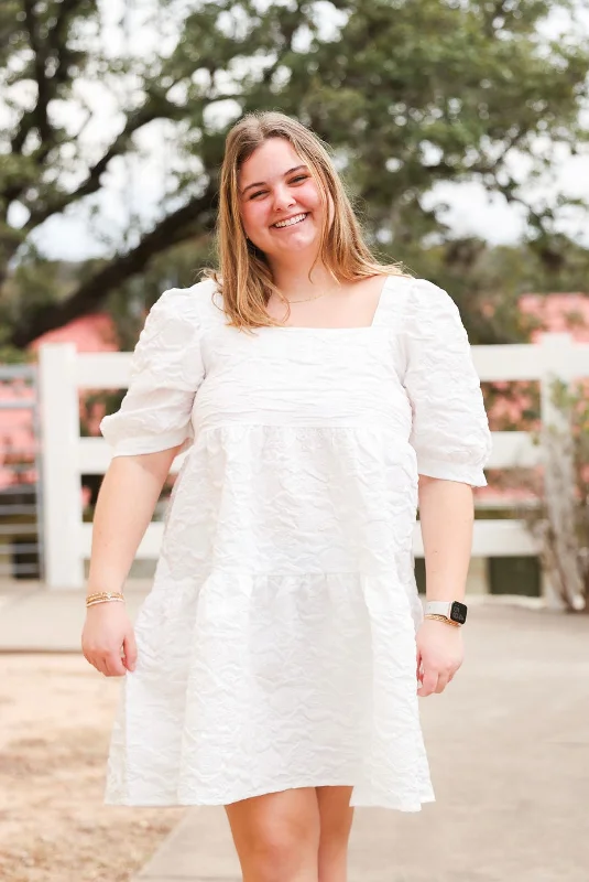 Barbara Tiered Dress in White Tunics Luxurious premium