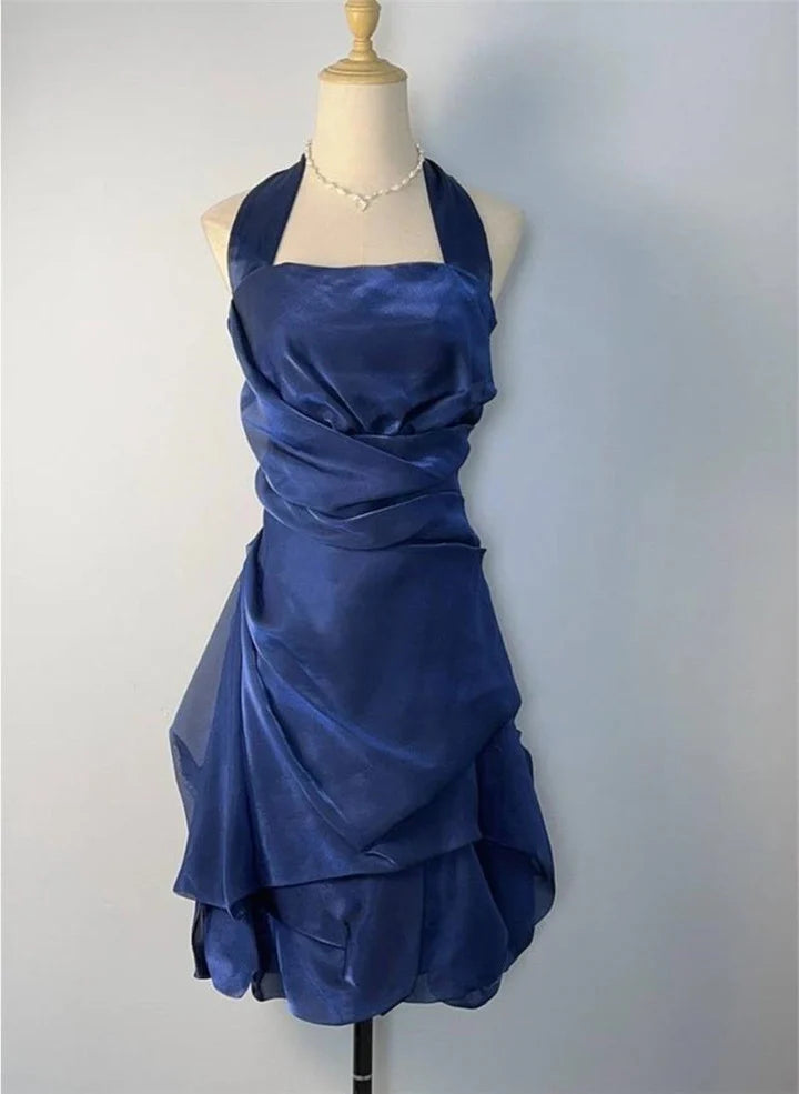 Blue Halter Sheath Vintage Short Party Dress, DP4192 Tunics New arrival
