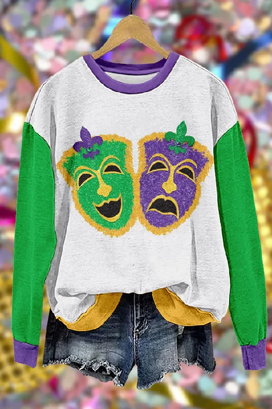 Unique Mardi Gras Print Sweatshirt Hoodie with Applique Textured Unique