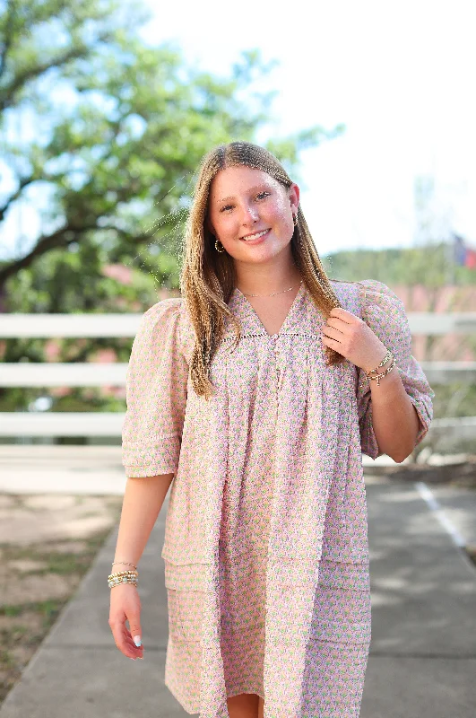 Ann Lavender Print Dress Tunics Essential wardrobe
