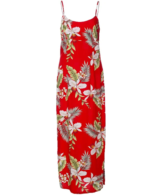 Long Maxi Hawaiian Dress Skinny Straps Hanapepe Tunics Modern contemporary