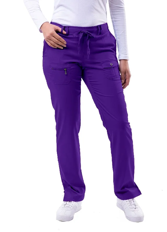 Slim Fit 6 Pocket Scrubs Pant by Adar (Tall) / GRAPE Fashionable Tapered Leg Pants