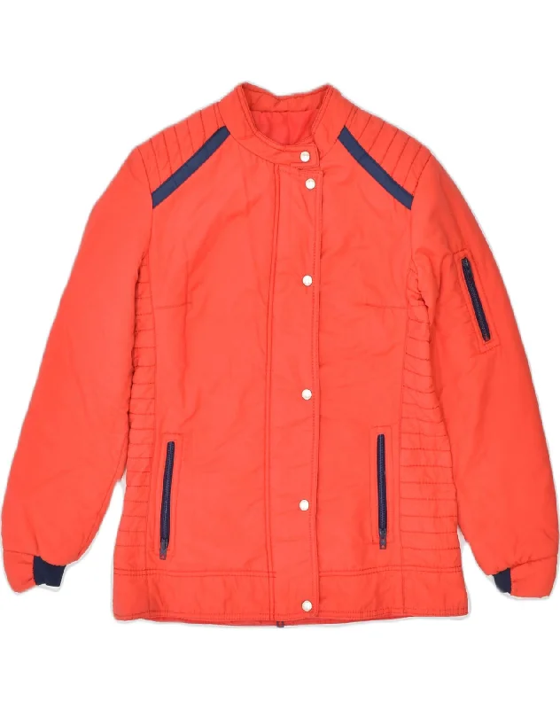 VINTAGE Womens Padded Jacket IT 44 Medium Red Elasticated Jacket Padded Jacket Insulated Jacket