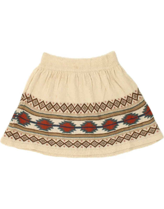 PIAZZA ITALIA Womens Mini Skirt Small W26  Off White Fair Isle Acrylic casual skirt length