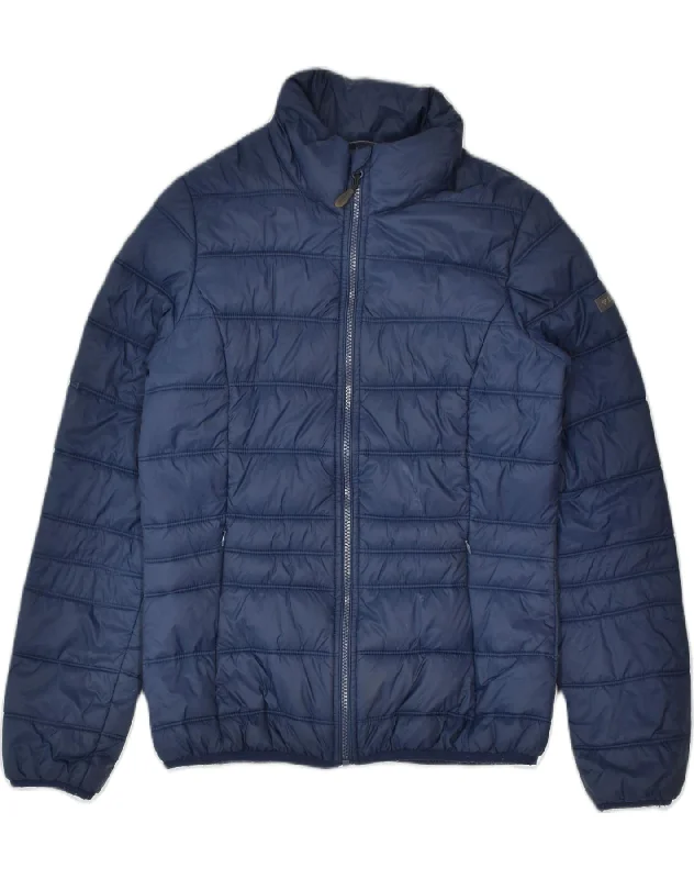 BRUGI Womens Padded Jacket IT 44 Medium Navy Blue Polyamide Front Pockets Side Pockets Patch Pockets