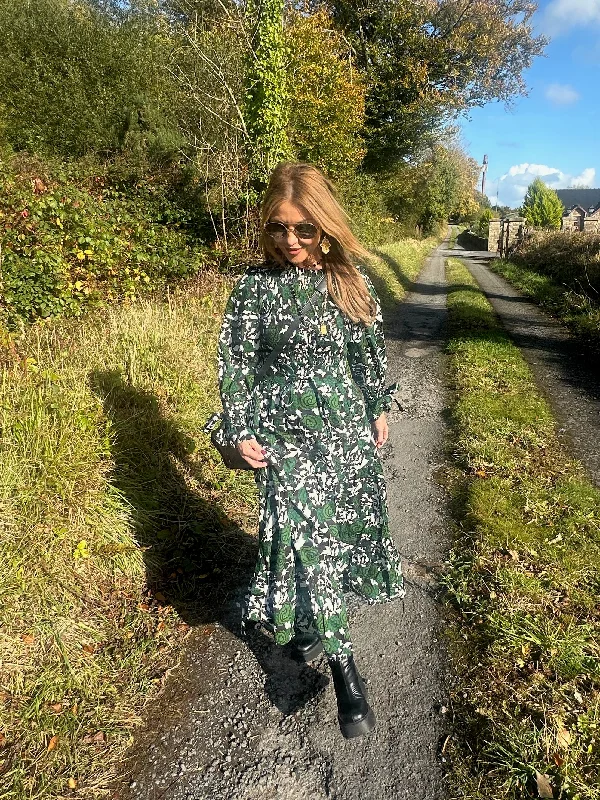 'GRÁ' DRESS IN EVERGREEN (FULLY LINED) Tunics Spring floral
