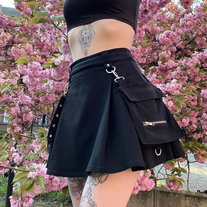 90s Vintage Punk Harajuku Mini Skirt silk skirt elegant