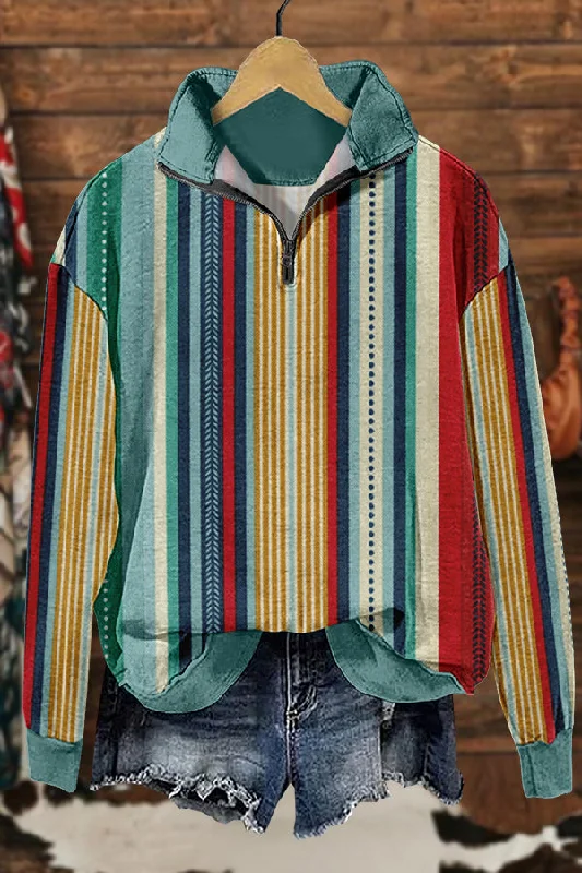 Chic Western Aztec Print Sweatshirt Oversized Hoodie Comfort Casual