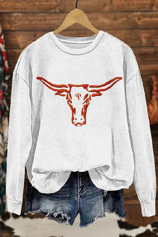 Classic Gameday Longhorns Print Sweatshirt Hoodie with Camouflage Military Edgy