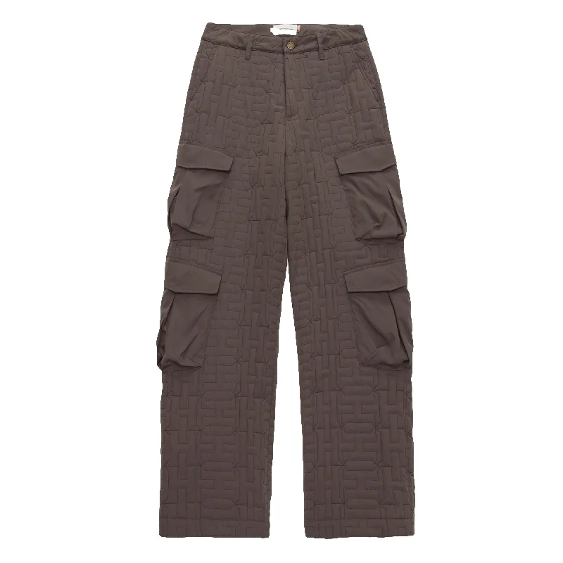 Womens Honor The Gift Quilted Cargo Pants 'Grey' Trendy Wide-Legged Trousers