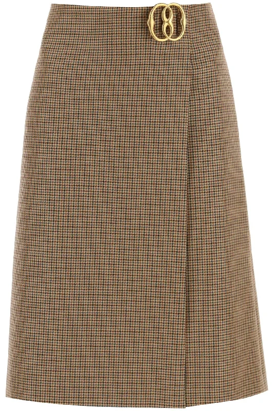 houndstooth a-line skirt with emblem buckle WSK00C MULTIDESERTO 50 elastic waist skirt