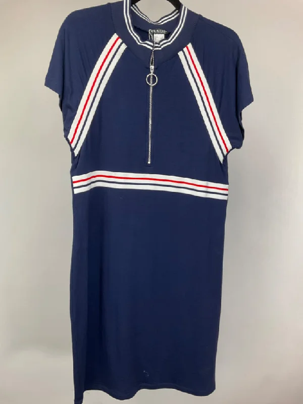 VENUS BLUE, RED & WHITE DRESS SZ XL Crew Neckline Casual
