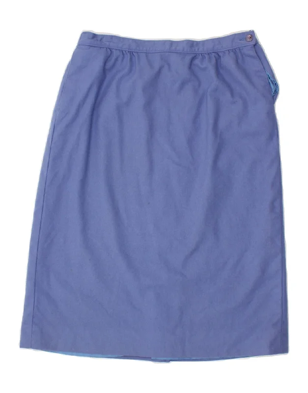 PENDLETON Womens Straight Skirt UK 12 Medium W28 Blue Virgin Wool lightweight skirt design