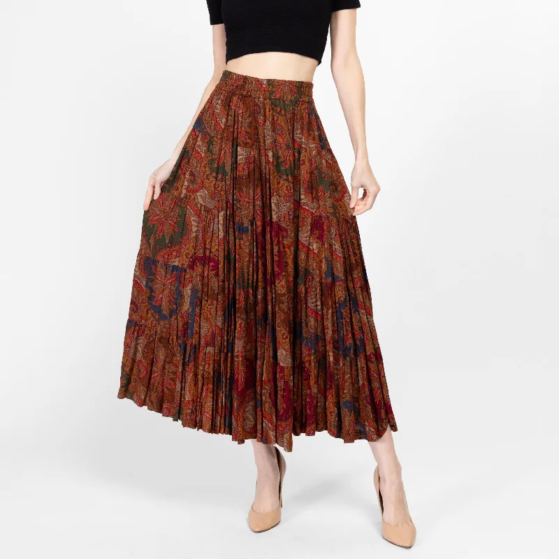 XS-Med 90s Boho Earth Tone Maxi Broomstick Skirt 25"-29" lightweight skirt design