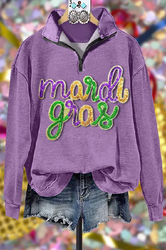 Classic Contrast Mardi Gras Sweatshirt Hoodie with Emblem Brand Identity