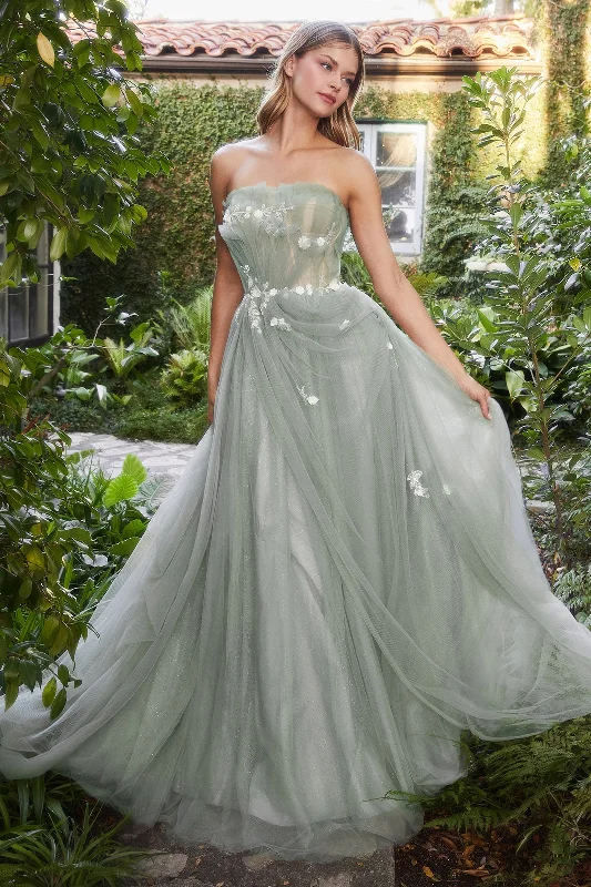 Timeless Elegance: Strapless Floral AppliquÃ© Dress with Shimmering Glitter Effect Tunics Denim casual