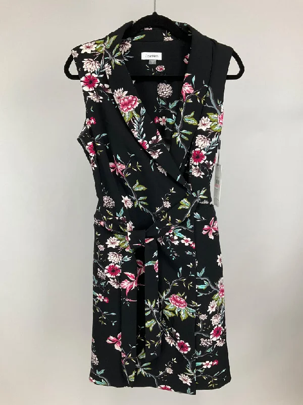 CALVIN KLEIN BLACK FLORAL DRESS SZ 10 Tunics Timeless classic
