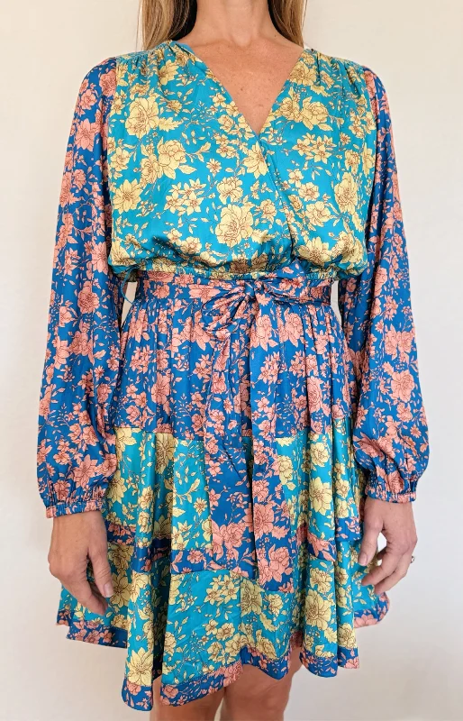 Shades of Blue Floral Dress Tunics Sophisticated sleek