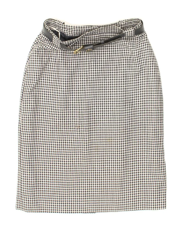 VINTAGE Womens Straight Skirt UK 14 Medium W28  Grey Check denim skirt casual