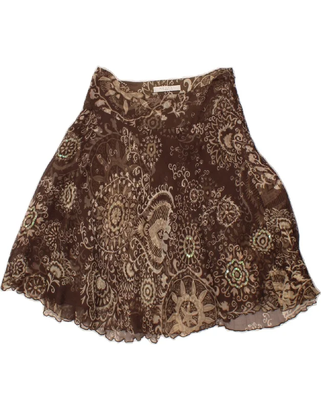 NOUGAT Womens A-Line Skirt W30 Medium Brown Paisley Silk corduroy skirt textured