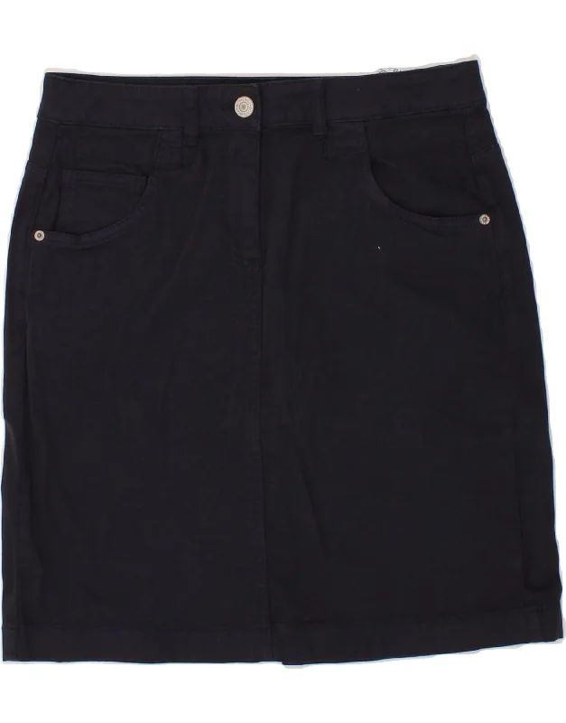 TOM TAILOR Womens Straight Skirt EU 36 Small W30  Navy Blue leather skirt modern