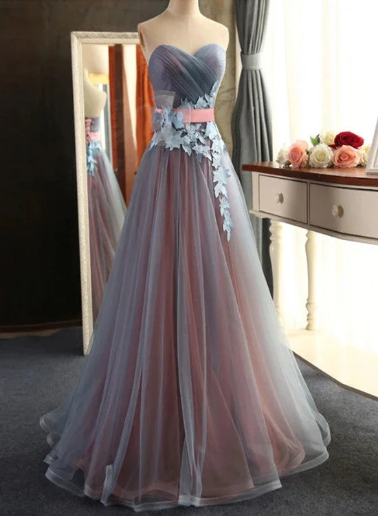 Gorgeous Tulle and Pink Floor Length Party Dress, Junior Prom Dress Tunics Seasonal trendy