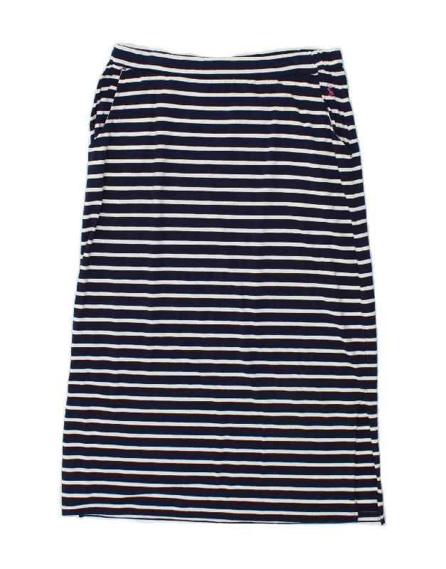 JOULES Womens Maxi Skirt UK 14 Medium W30  Navy Blue Striped Cotton leather skirt bold