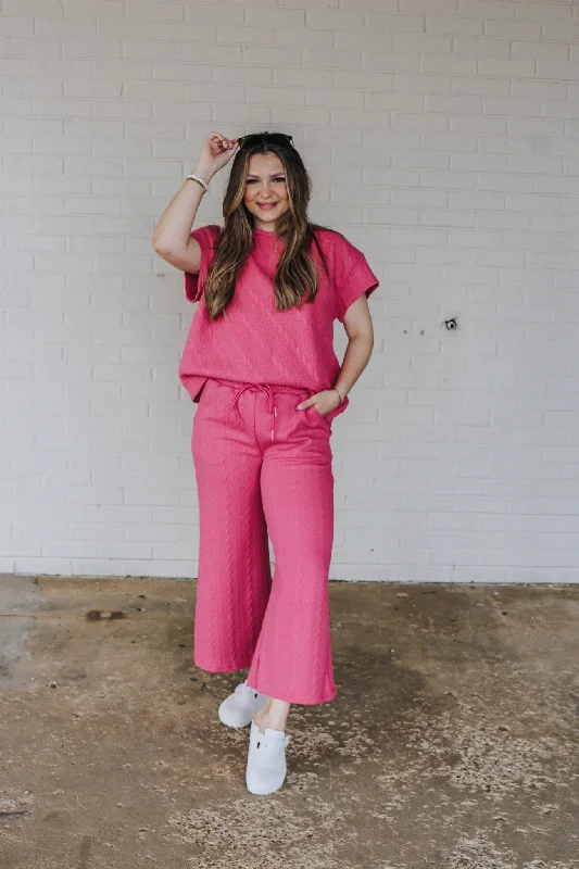 Fair Trade Magenta Quilt Crop Pants Chic Slim Fit Pants