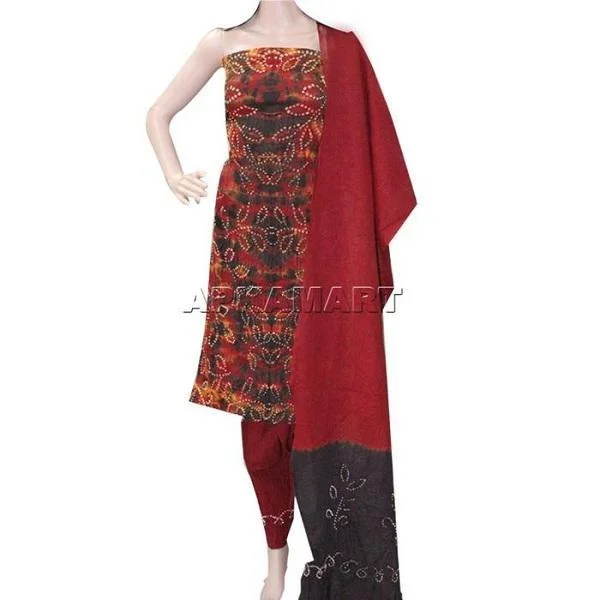 Multicolor Tie and Dye Dress Material Maxi Flowy Bohemian