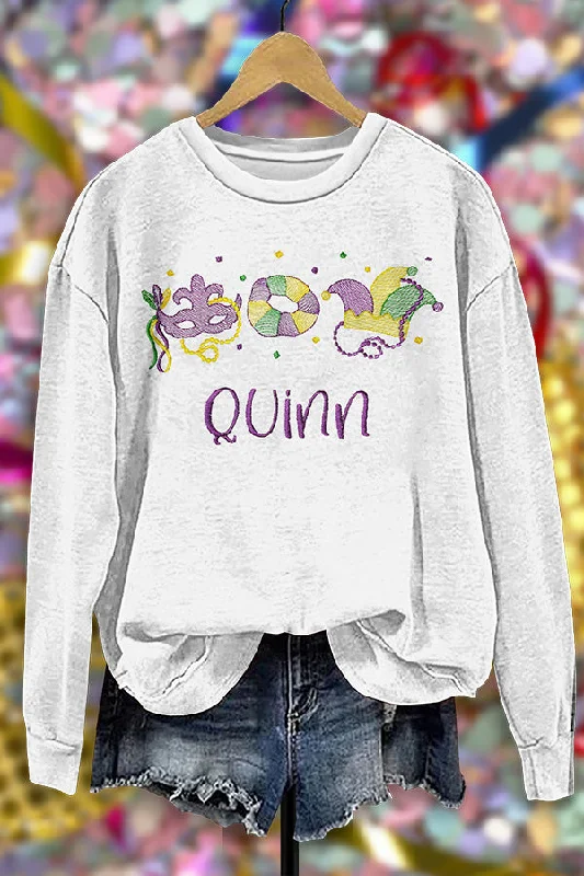 Funny Mardi Gras Sweatshirt Hoodie with Turtle Neck Cozy Winter