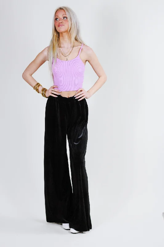 Name Of The Game Velvet Black Pants Soft Wool Pants