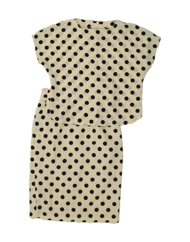 VERSE Womens 2 Piece Skirt Set EU 38 Medium W30  Off White Polka Dot satin skirt smooth