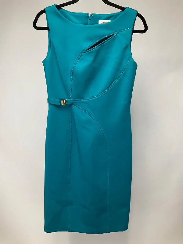 CALVIN KLEIN TEAL DRESS WITH RHINESTONES SZ 6 Tunics Canvas sturdy