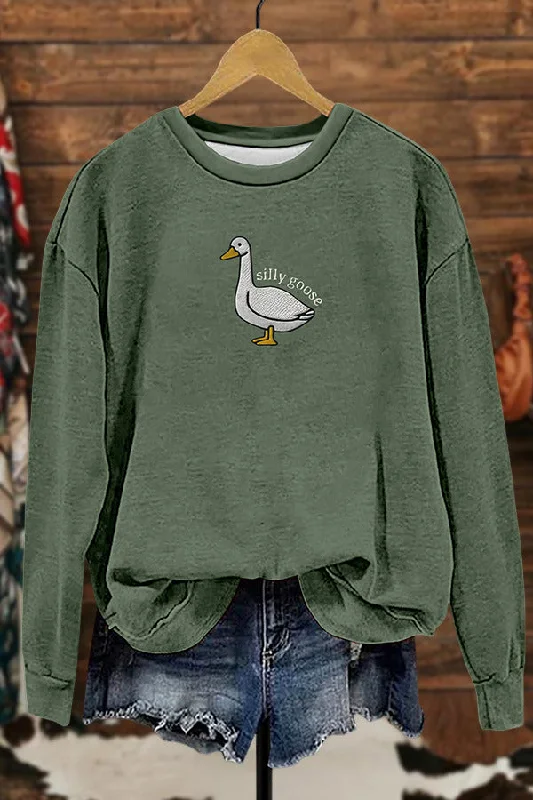 Funny Silly Goose Sweatshirt Hoodie Dress Longline Feminine