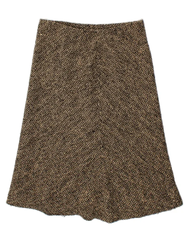 VINTAGE Womens A-Line Skirt UK 18 XL W36 Grey Flecked Virgin Wool cashmere skirt fine
