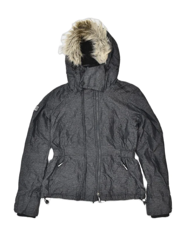 SUPERDRY Womens The Wind Attacker Windbreaker Jacket UK 10 Small Grey Insulated Jacket Fitted Jacket Loose Jacket