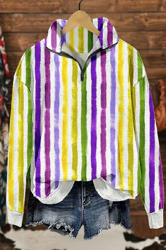 Classic Mardi Gras Print Sweatshirt Hoodie with Illustration Artistic Creative