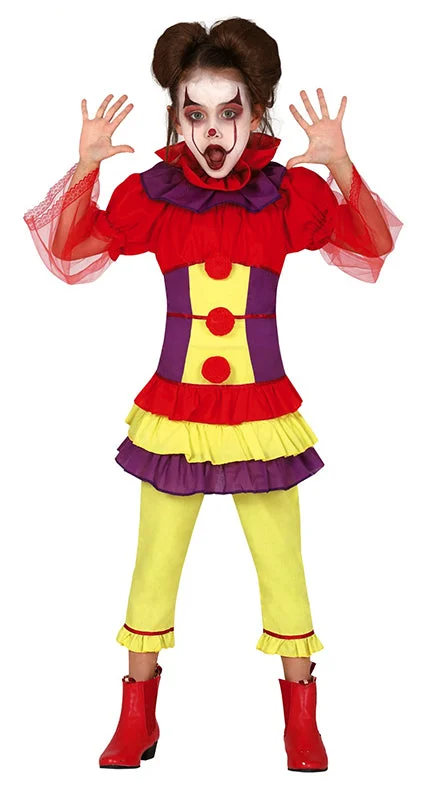 Girls Vintage Clown Circus Joker Halloween Fancy Dress Costume Tunics Business professional