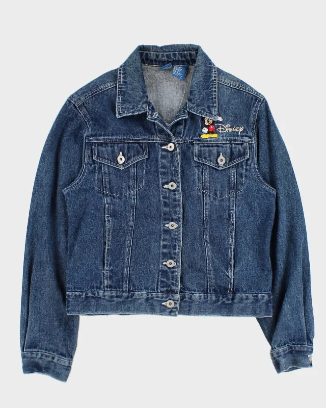 00s Disney Embroidered Denim Jacket - S Lace Jacket Ribbed Jacket Sequined Jacket