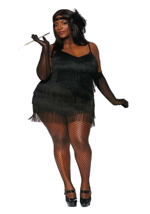 Women's Flapper Starter Dress- Black - Adult Plus Tunics Office stylish