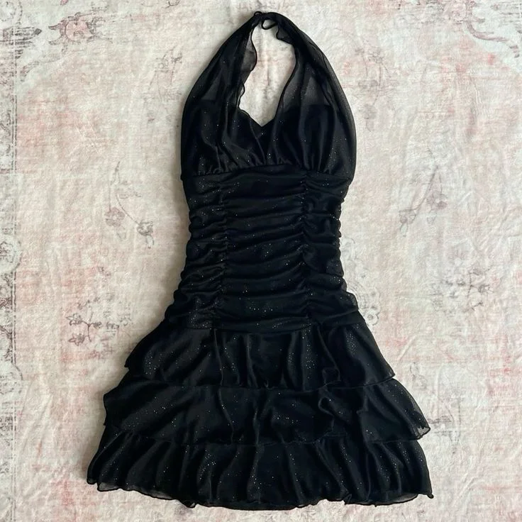 Shiny Black Halter Sheath Homecoming Dress Mini Party Dress, DP3245 Tunics Essential wardrobe
