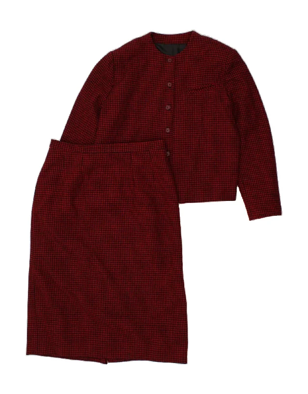 VINTAGE Womens 6 Button 2 Piece Skirt Set UK 12 Medium W30  Red Gingham lace skirt feminine