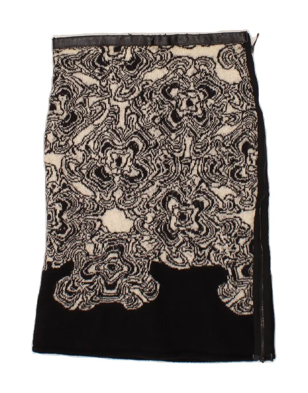 ICEBERG Womens Abstract Pattern Straight Skirt W28 Medium  Black athletic skirt fit