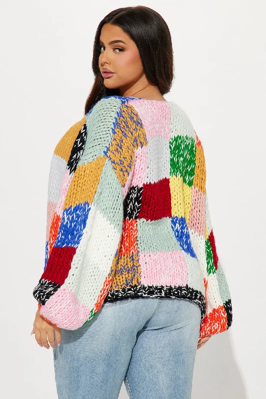 All The Vibes Chunky Knit Cardigan - Multi Color