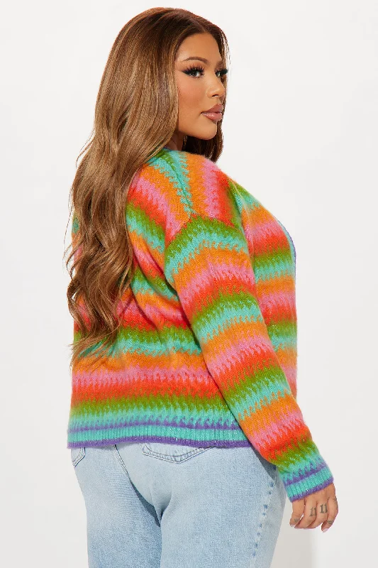 Bright Side Striped Cardigan - Multi Color