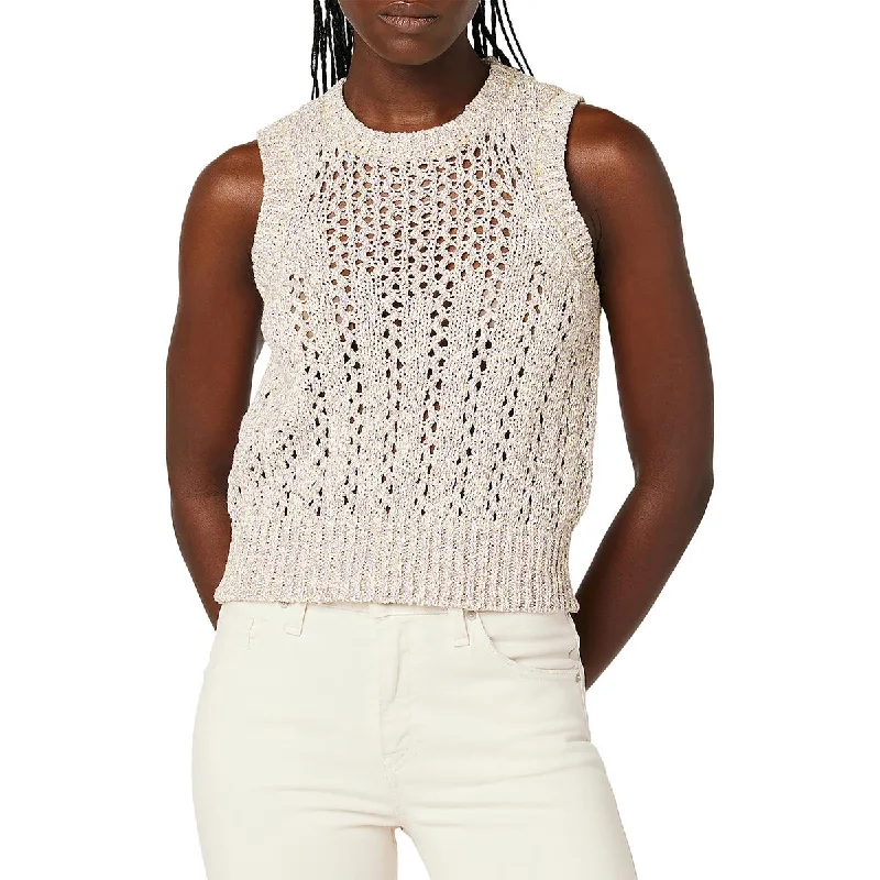 Hudson Womens Crochet Crewneck Tank Top Sweater