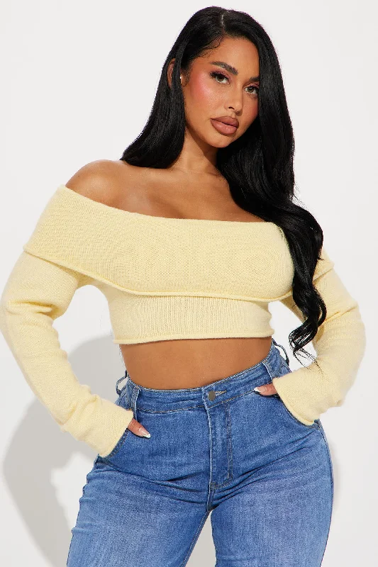 Only One Off Shoulder Sweater - Yellow