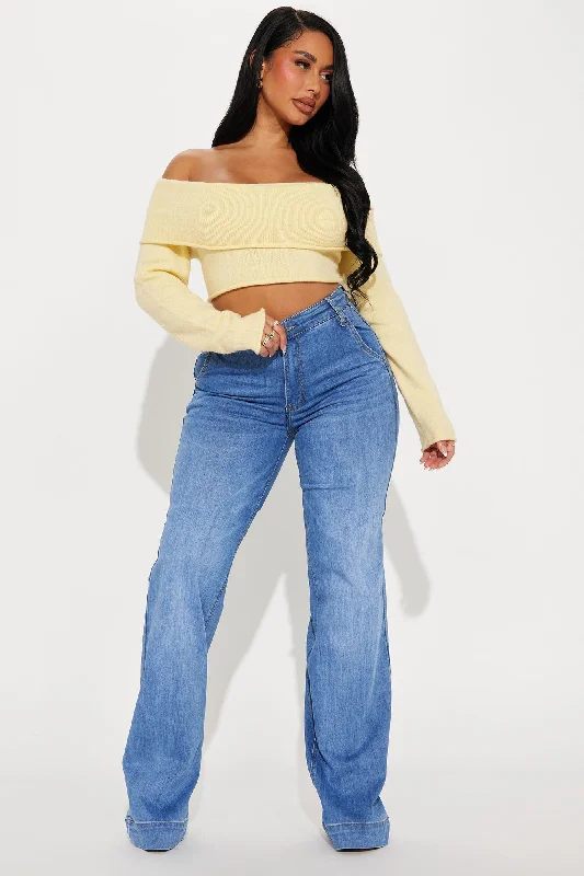 Only One Off Shoulder Sweater - Yellow